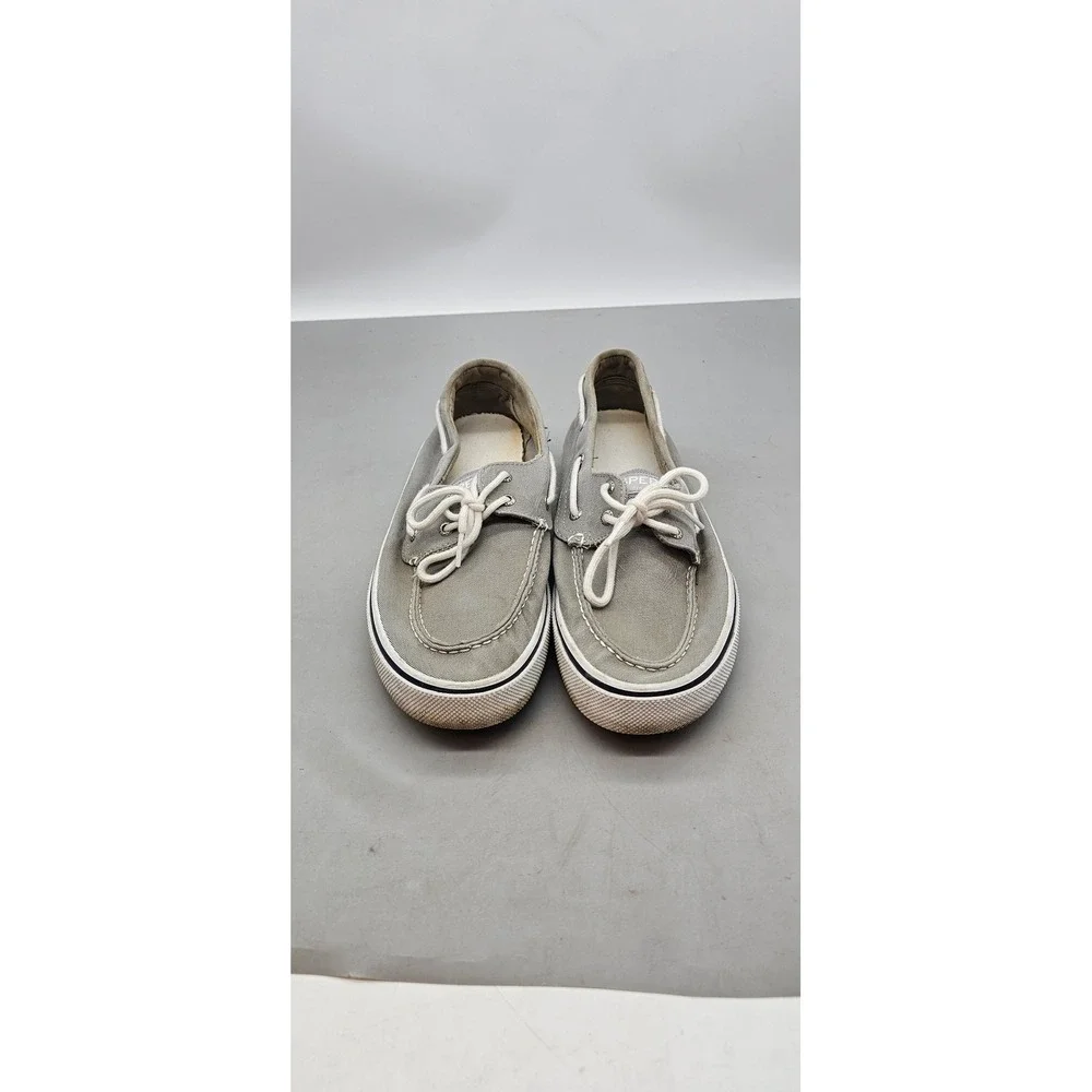 Sperry Mens Bahama II Boat Shoes Gray Canvas Sneakers STS23585 Size 11